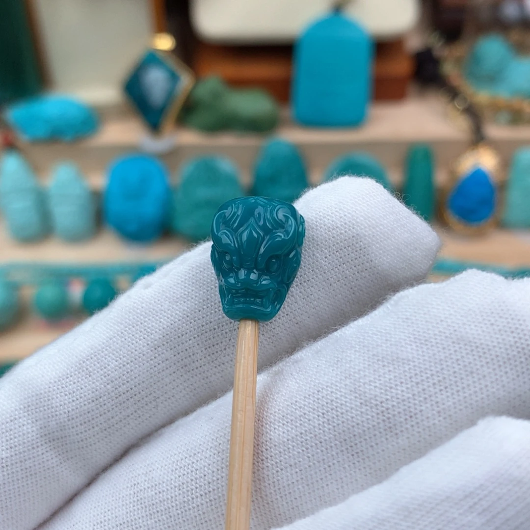 绿松石未镶嵌瑞兽三通11