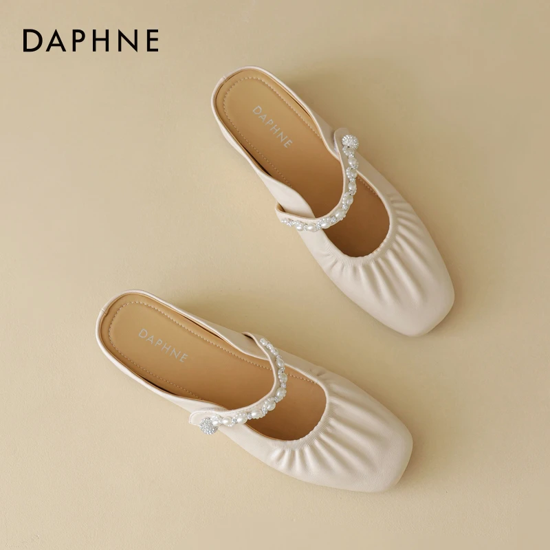 达芙妮新款包头拖鞋女外穿2025夏季一脚蹬懒人休闲穆勒鞋半拖单鞋