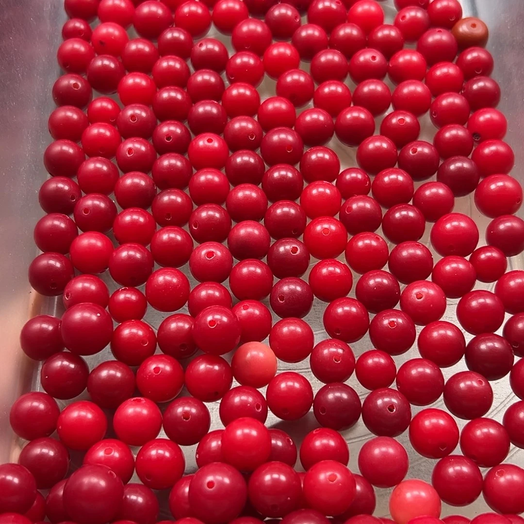 手串菩提根/象牙果微瑕卡12/13左右红圆150颗