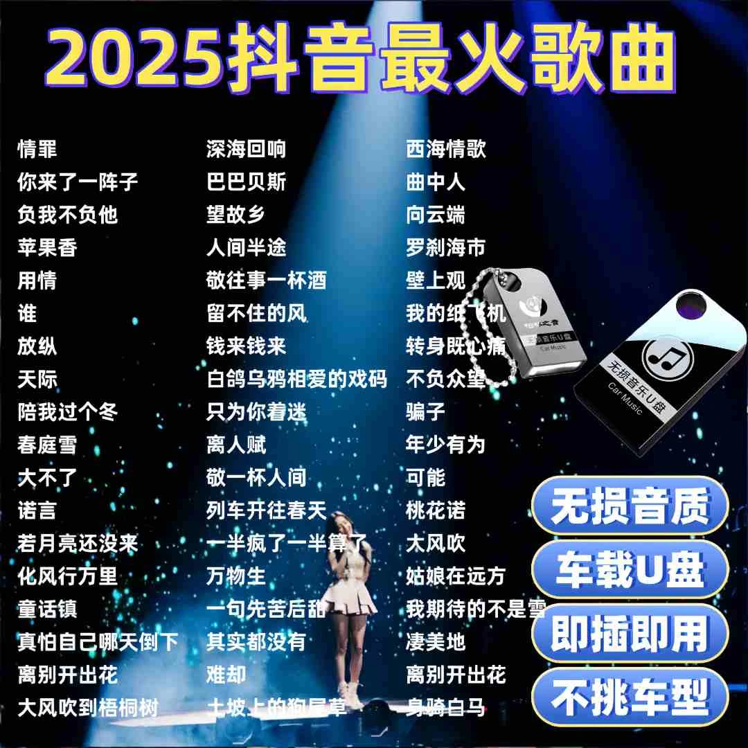 新歌流行歌高音质MP3/4通用无损U盘2025抖音火爆视频车载音乐U盘
