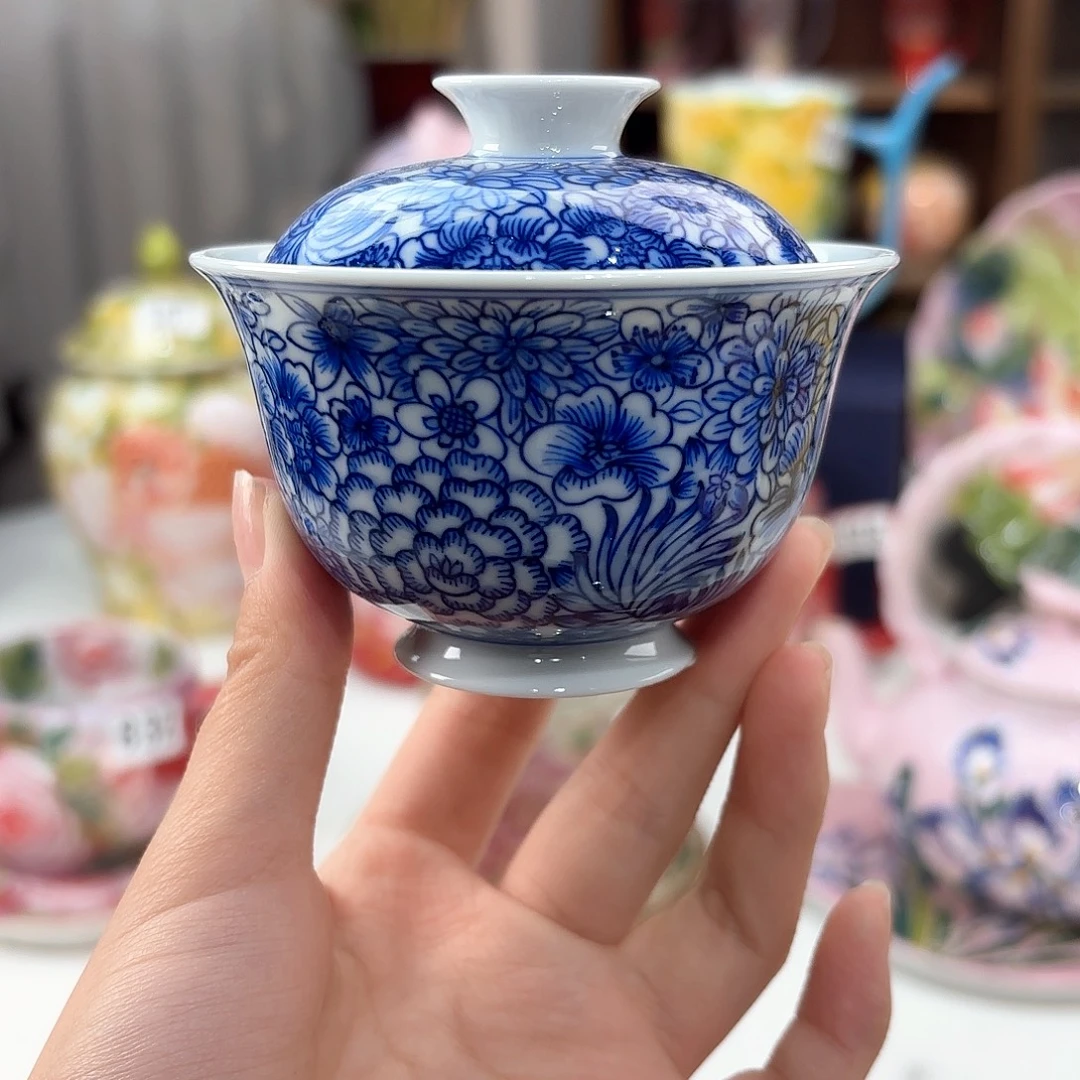 景德镇手绘高温釉下彩陶瓷茶具