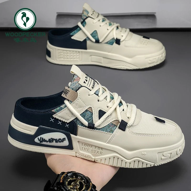 【正品】啄木鸟包头半拖鞋男款夏季新款外穿懒人一脚蹬无后跟男鞋