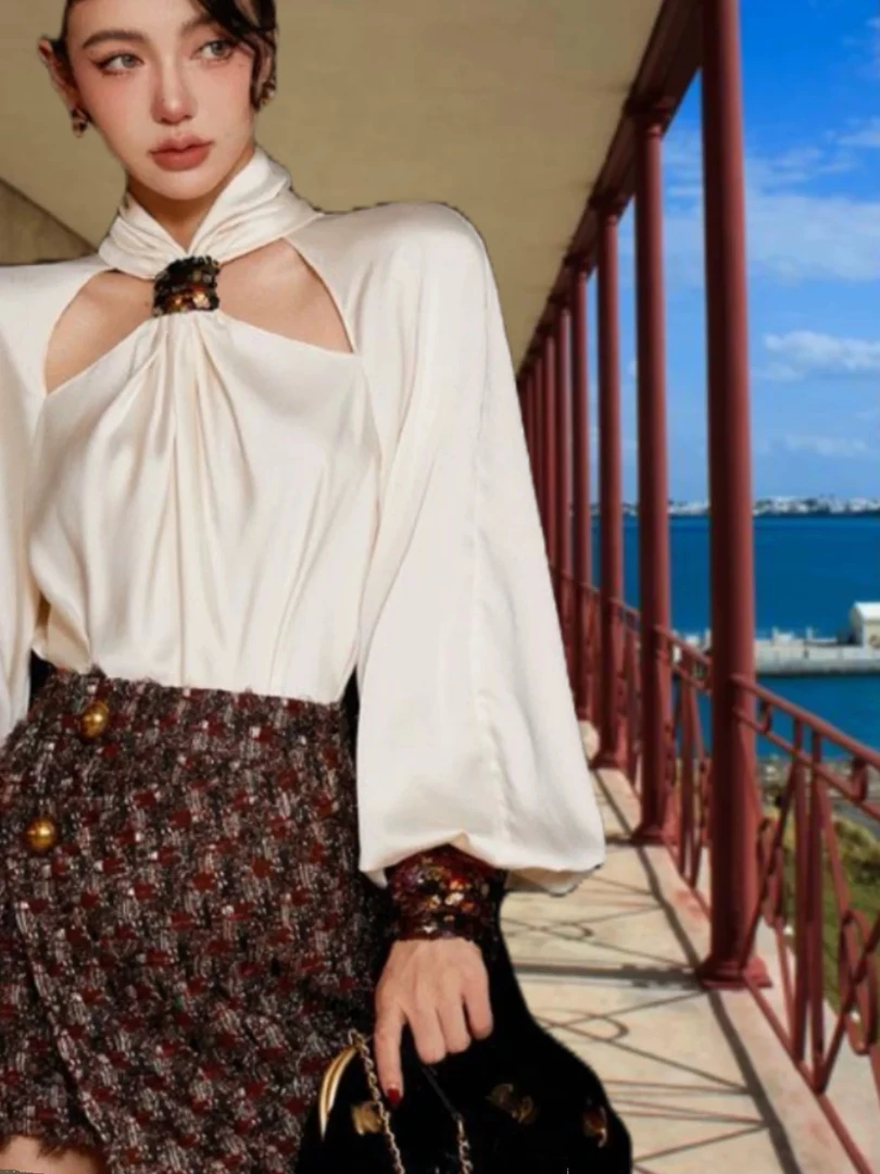 【春季上新】时尚小众拼接镂空不对称上衣LSSY4207