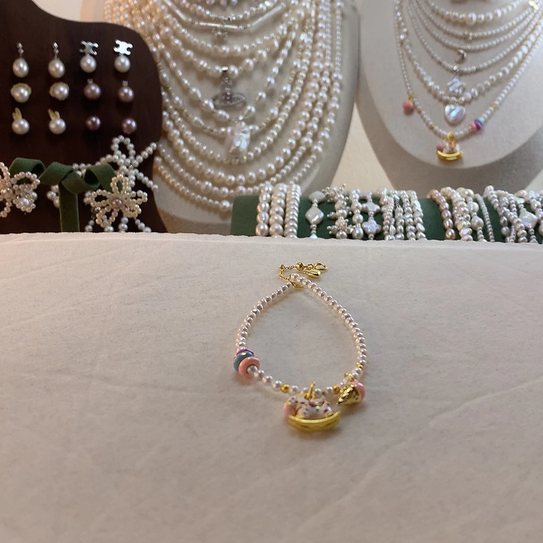 银S925镶嵌手绳淡水珍珠