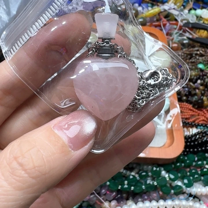 合金玛瑙/玉髓珠宝半成品一个粉晶x香水瓶