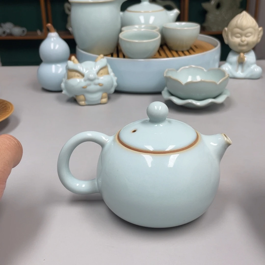 木***鱼瓷天青色瑕张君老师西施壶