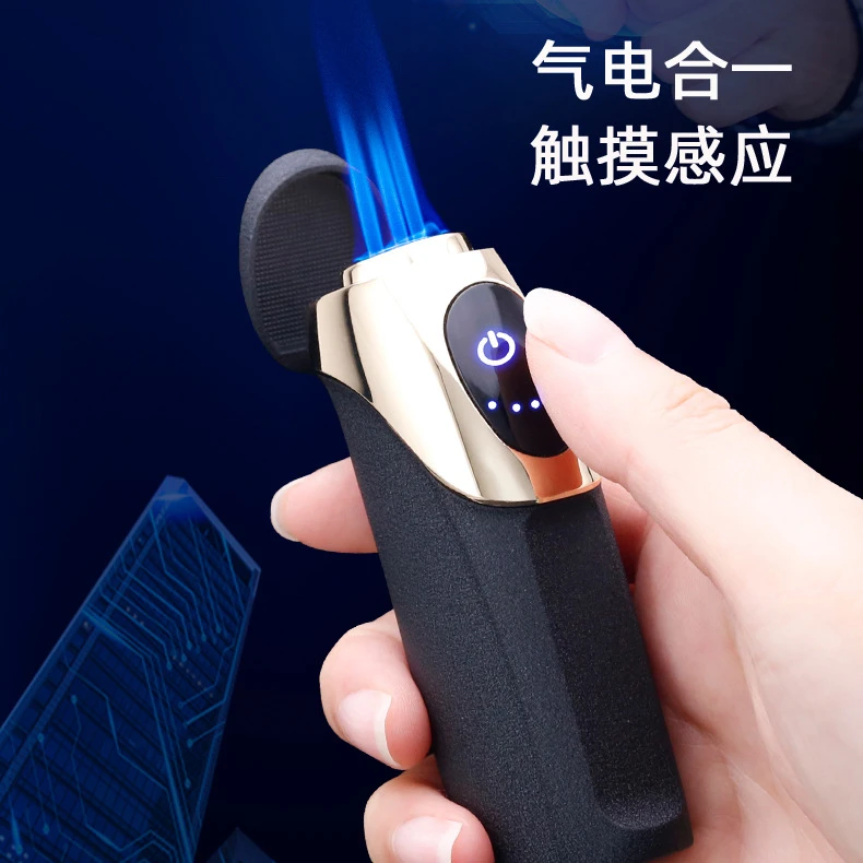 中邦充电气体混合个性海豚笑脸造型三直冲蓝焰触摸