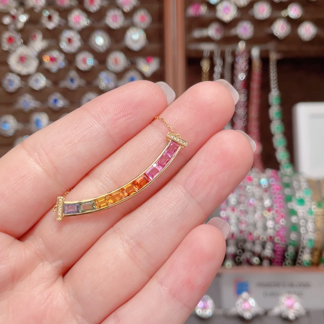 锁骨链彩色蓝宝石18K金镶嵌3