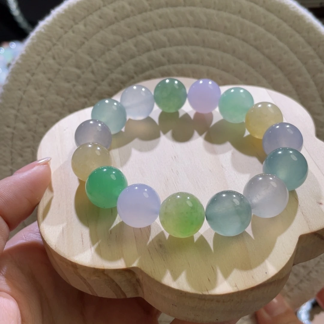 翡翠散珠天然缅a翡翠糖果串