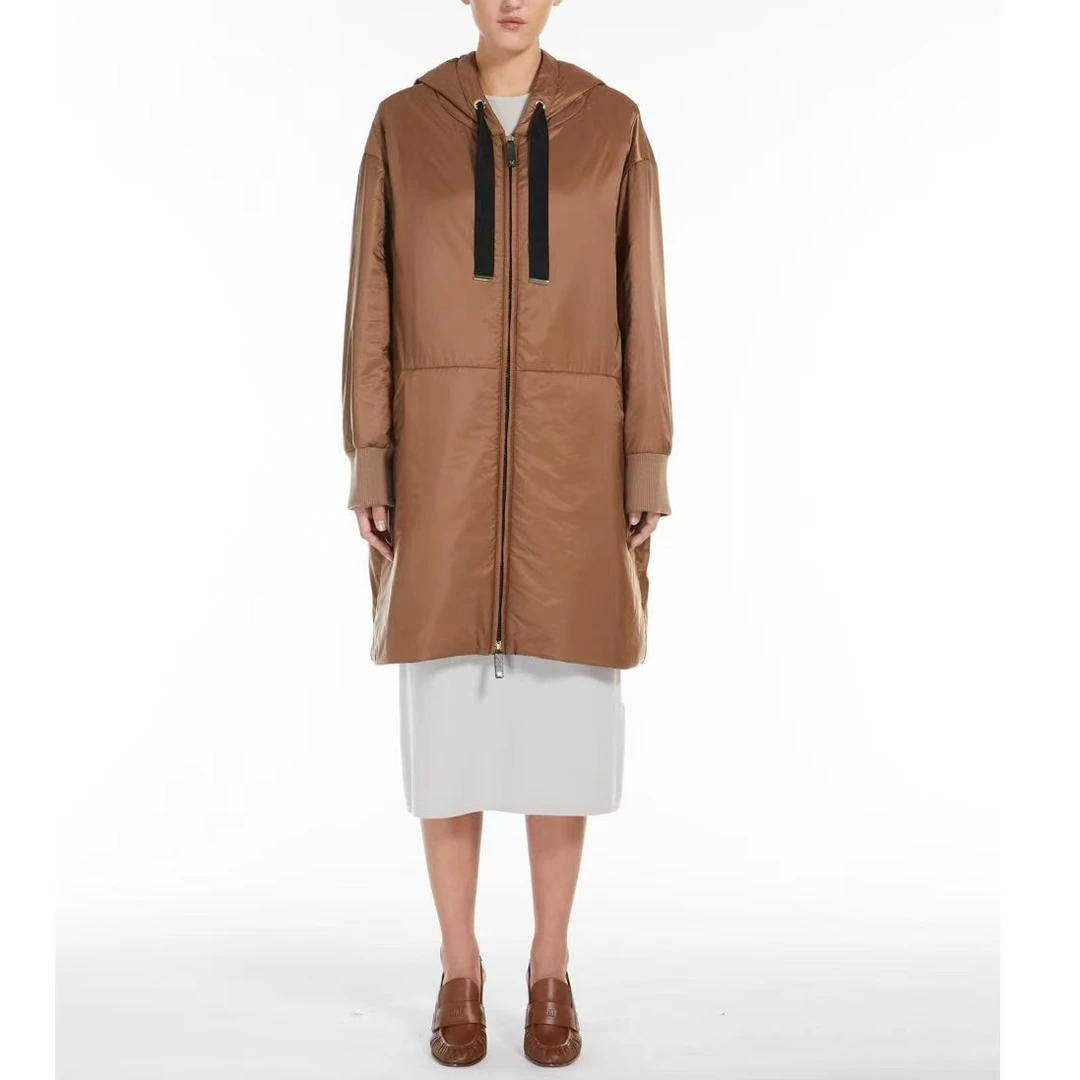 宝丫轻奢 女式中长款连帽轻薄保暖棉服外套K358