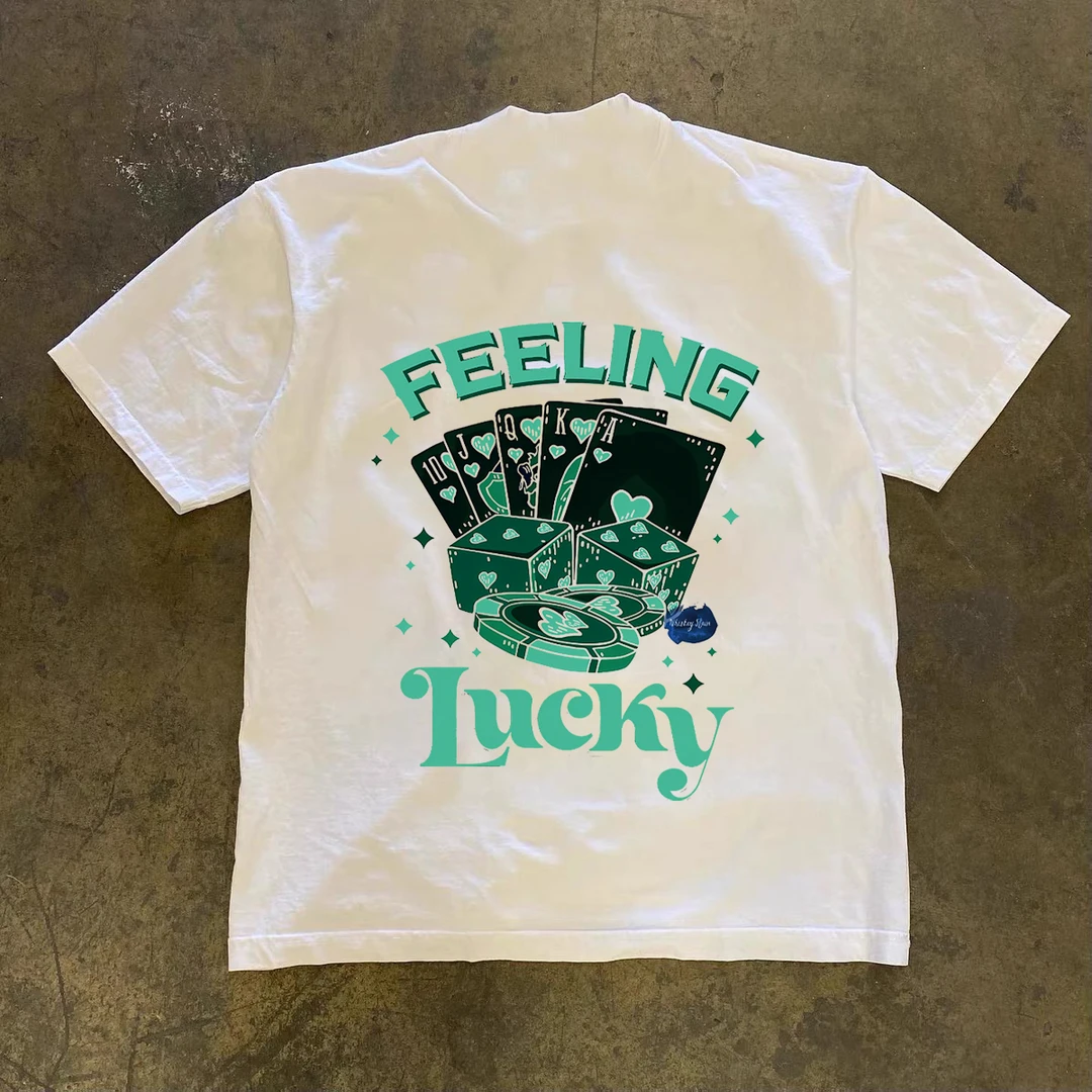 美式潮牌ins扑克字母印花短袖t恤男复古街头纯棉宽松半袖上衣夏季