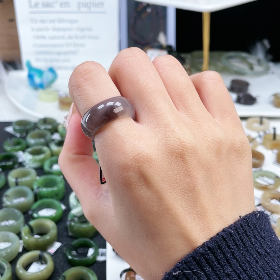 和田玉未镶嵌戒指P12冰透紫轮胎17.3不退换