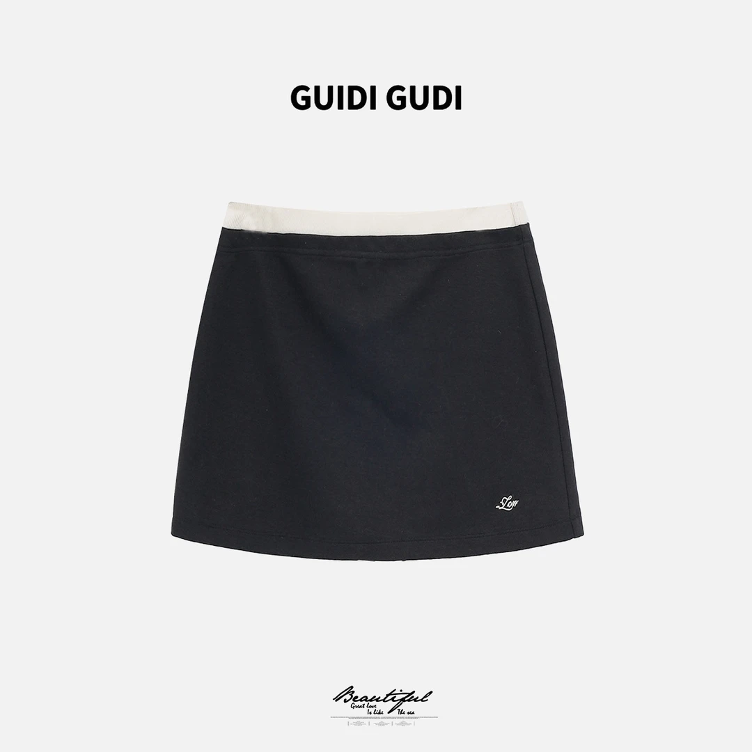 GUIDI GUDI【青涩懵懂】黄加蓝气质休闲百搭短半裙 Q9511396H