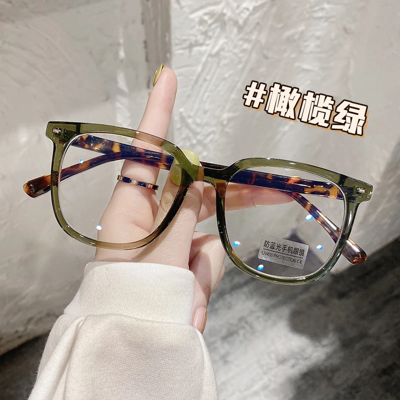 橄榄绿TR90超轻方框眼镜百搭时尚可配防蓝光老花眼镜框架男女同款