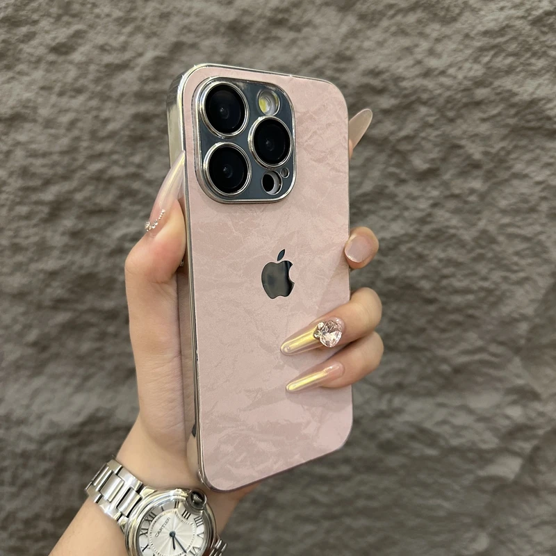 绒布款电镀边适用苹果16promax手机壳高级感iPhone15带镜头膜13硬