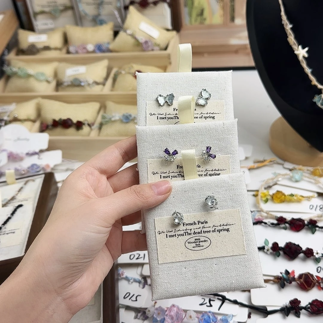 石英石纯铜三个耳饰