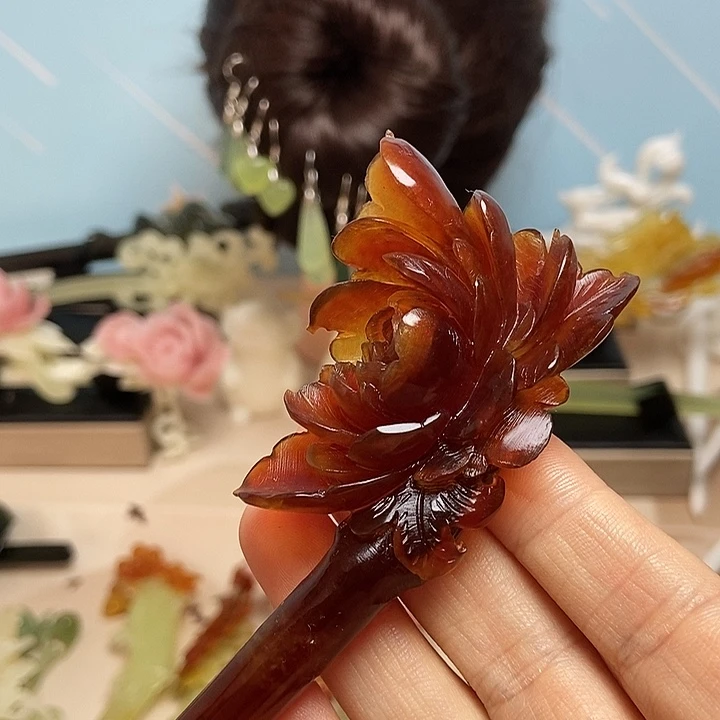 豆***子岫玉未镶嵌发簪发簪