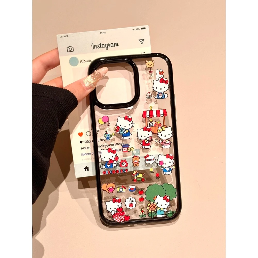 度假KT猫适用iPhone16手机壳苹果15promax亚克力14透明可爱13少女