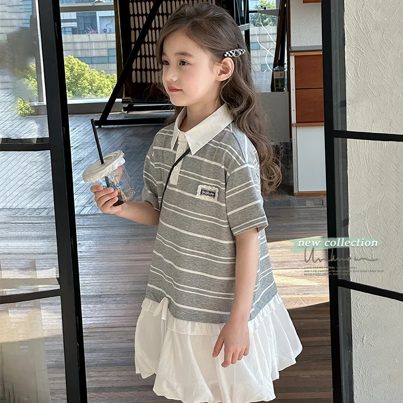 新女童连衣裙25夏季新款儿童韩系裙子中大童女孩洋气polo裙夏装