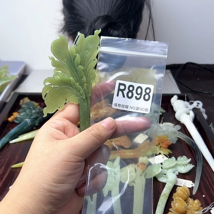 蛇纹石玉发饰合金妍*妈