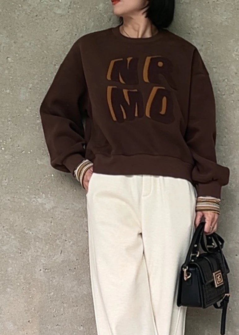 【现货】热可可！2024秋冬新款420g重磅休闲潮牌加绒字母卫衣82850