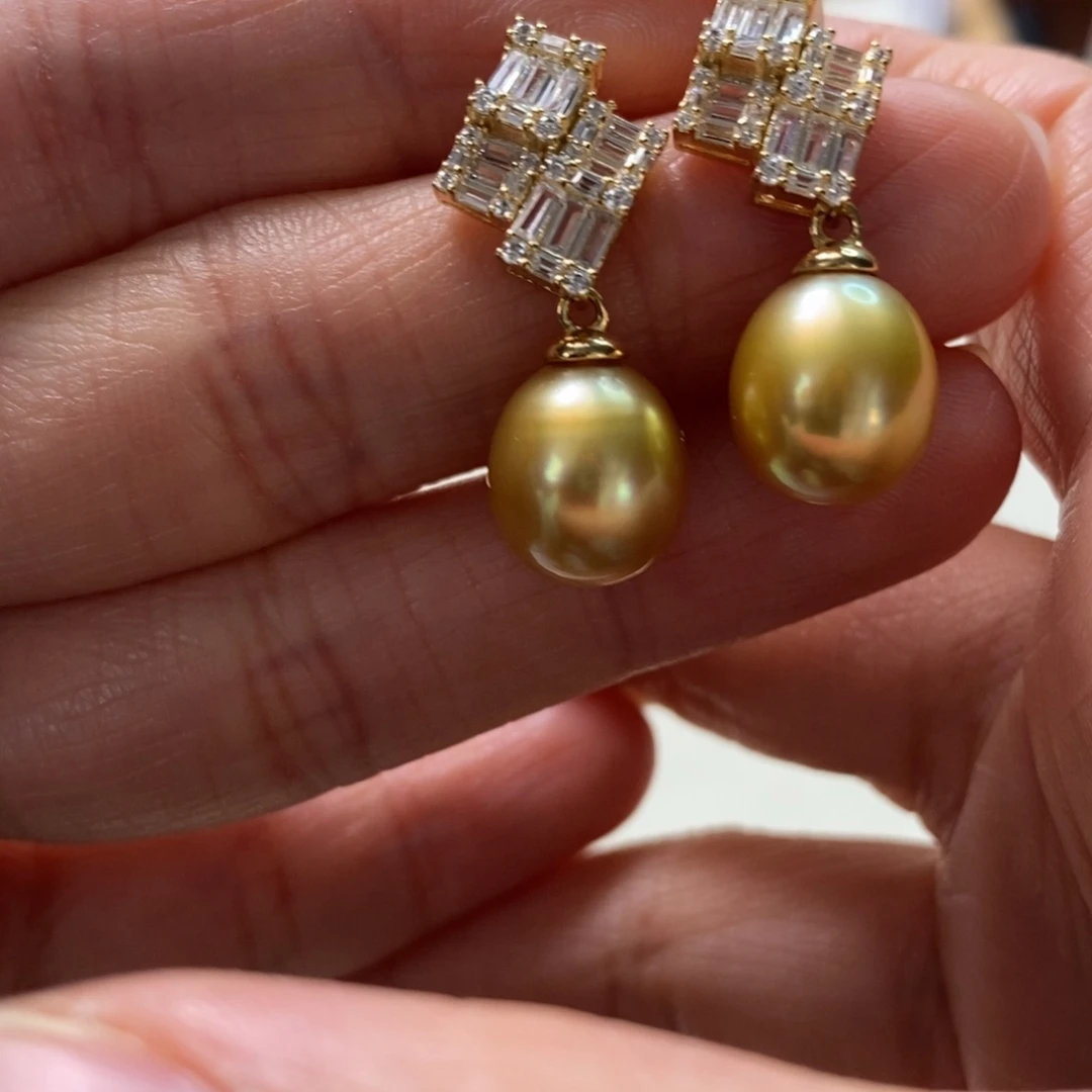 海水珍珠耳饰银S925镶嵌