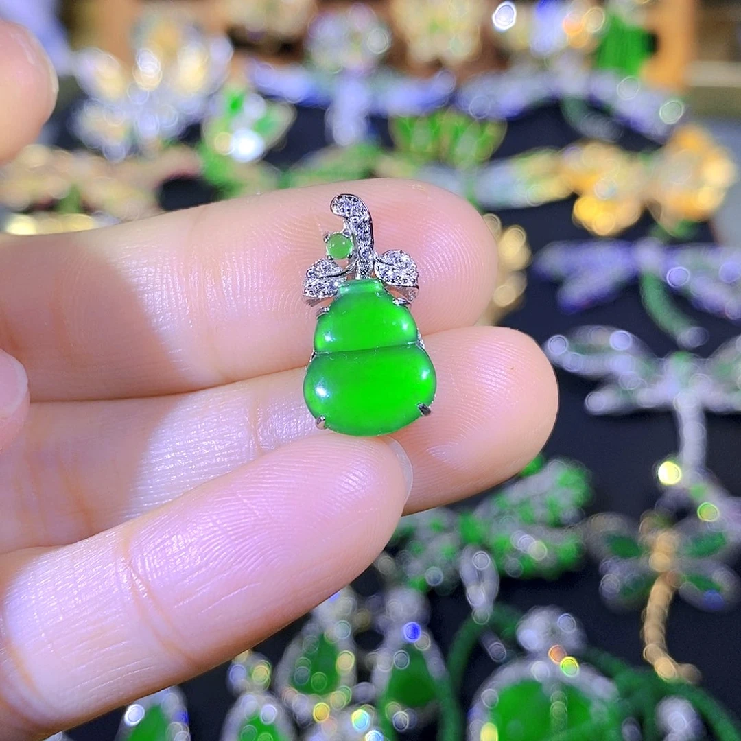 吊坠(不含链)银S925镶嵌翡翠