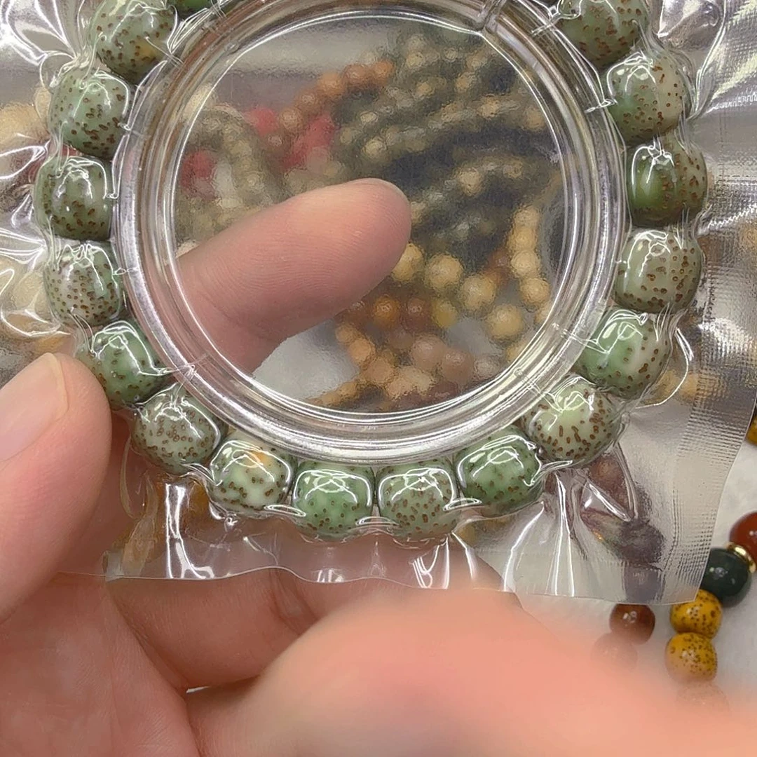 手串星月菩提38入门糯冰绿星月菩提单圈1.1