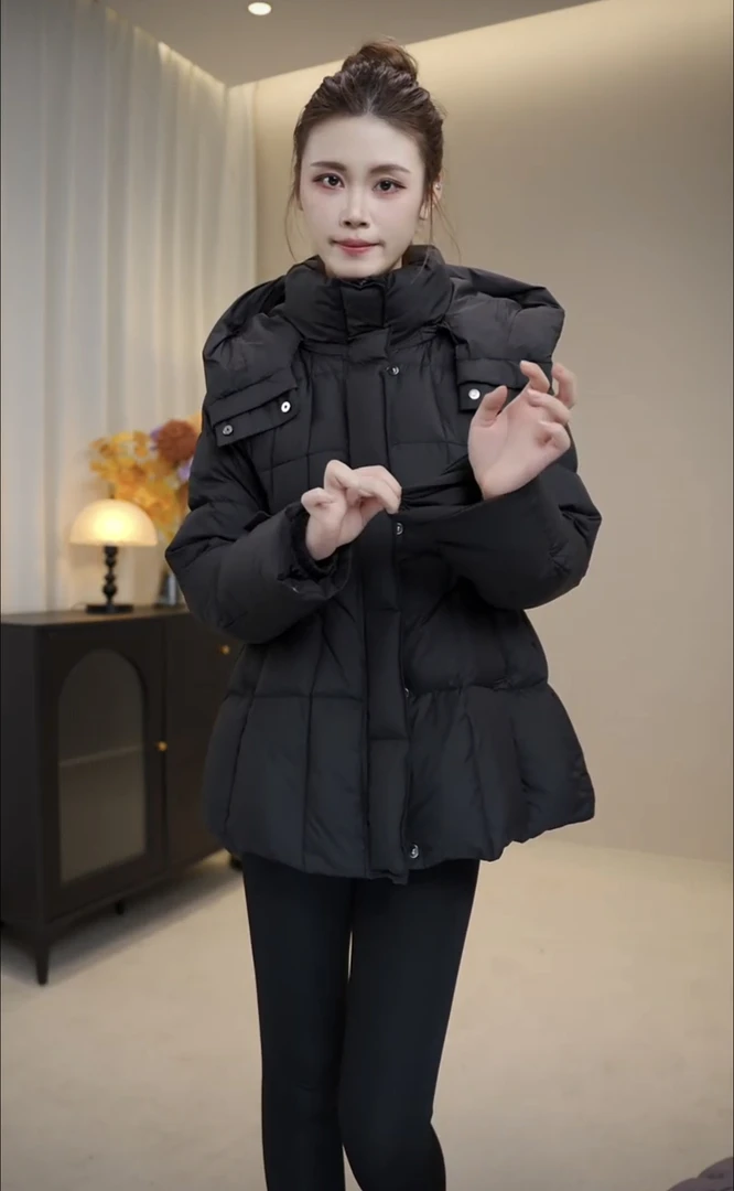 鹅绒【帽子可以拆卸】在逃公主升级款加厚羽绒服女显瘦连帽时尚外套