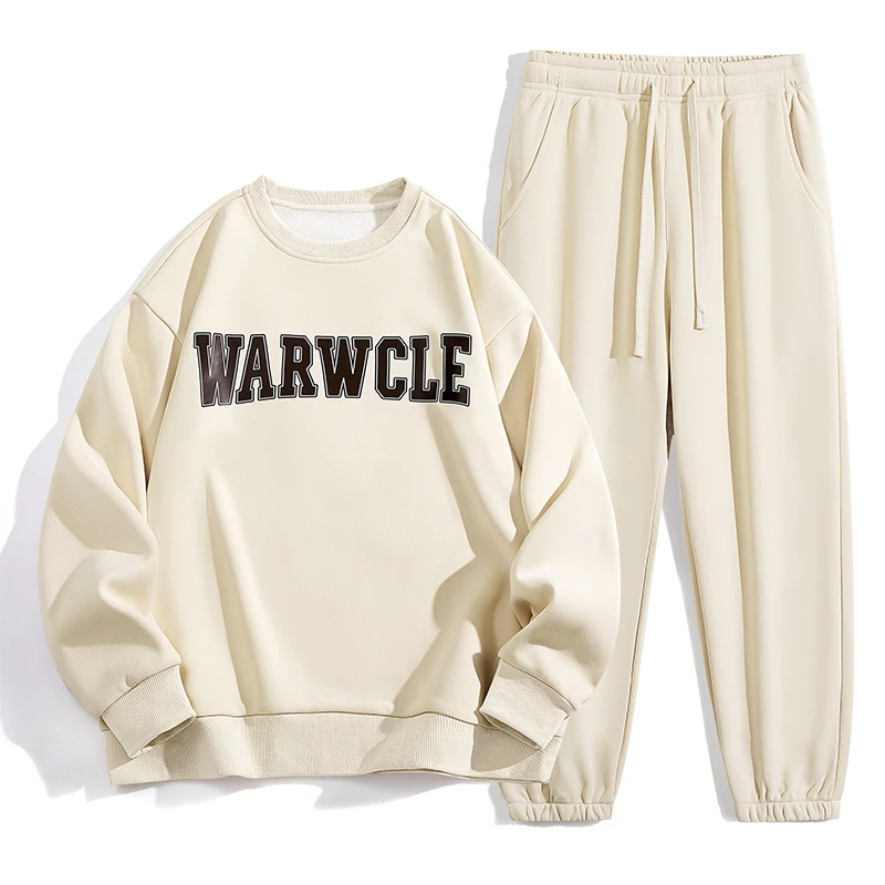 短袖新款夏季潮流青年学生情侣25卫衣t恤卫裤时尚圆领宽松套装