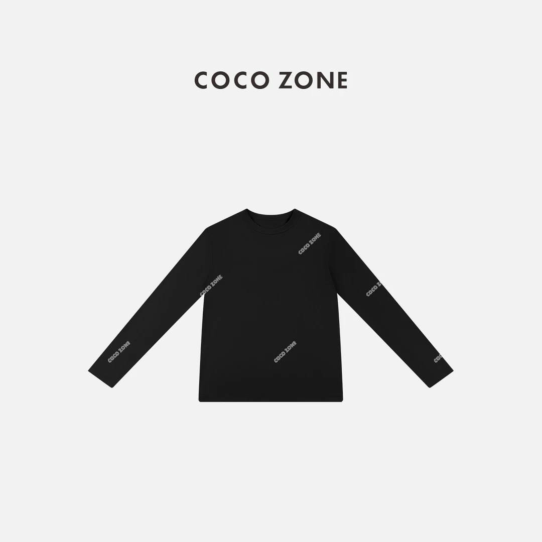 COCO ZONE 刘一一 100棉简约圆领长袖通勤风T恤CC1D2370