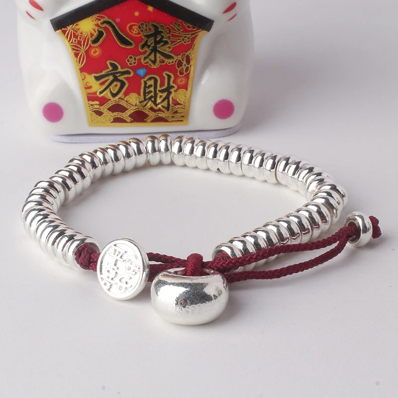 足银手链 57号链接【平安喜乐手链】足银999.9 发货带证书带礼盒