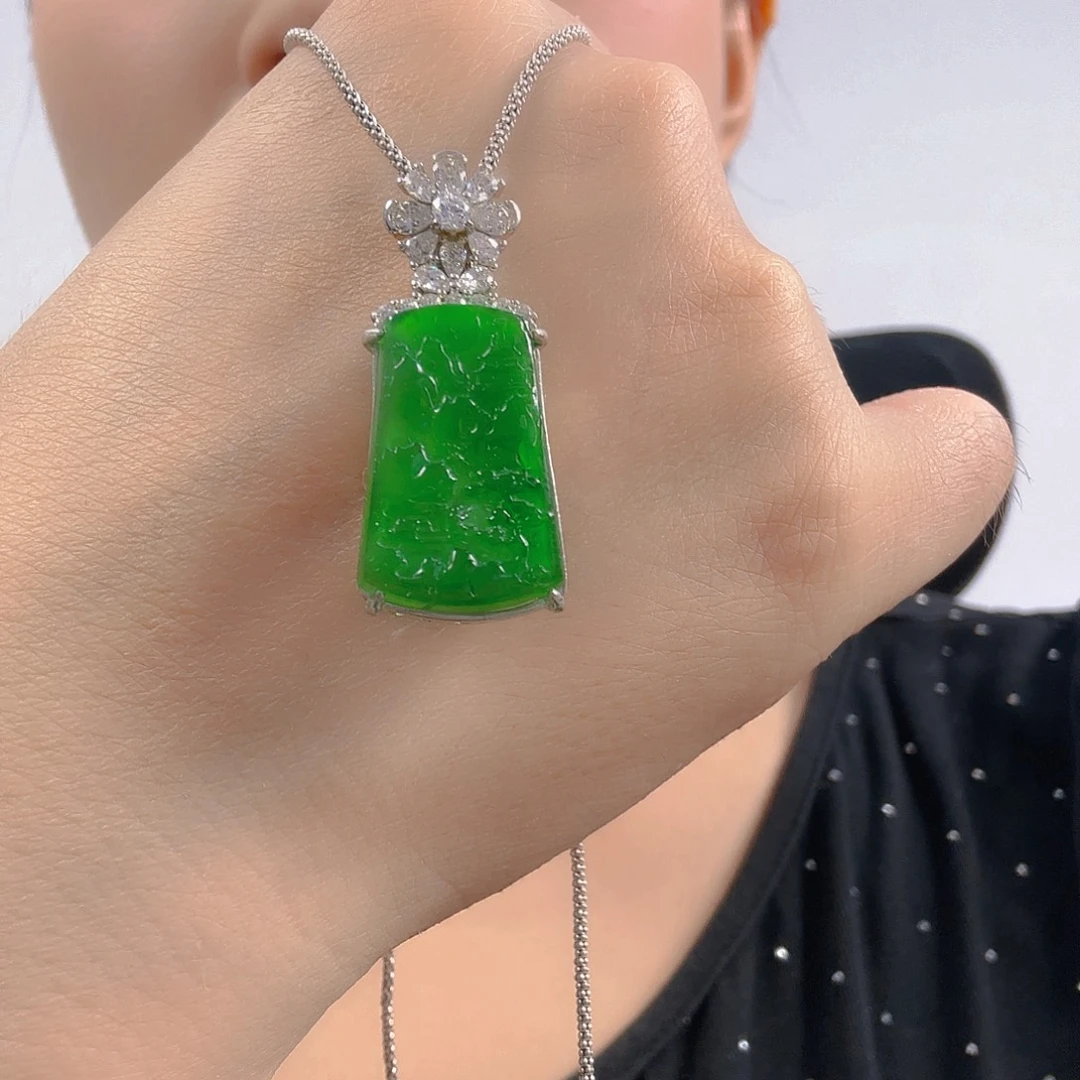 翡翠银S925镶嵌吊坠(不含链)