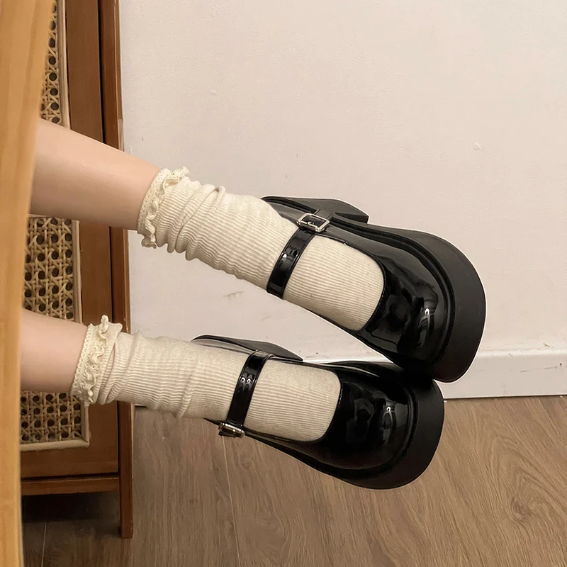 甜酷粗高跟小皮鞋女春2025新款厚底增高JK日系一字扣带玛丽珍单鞋