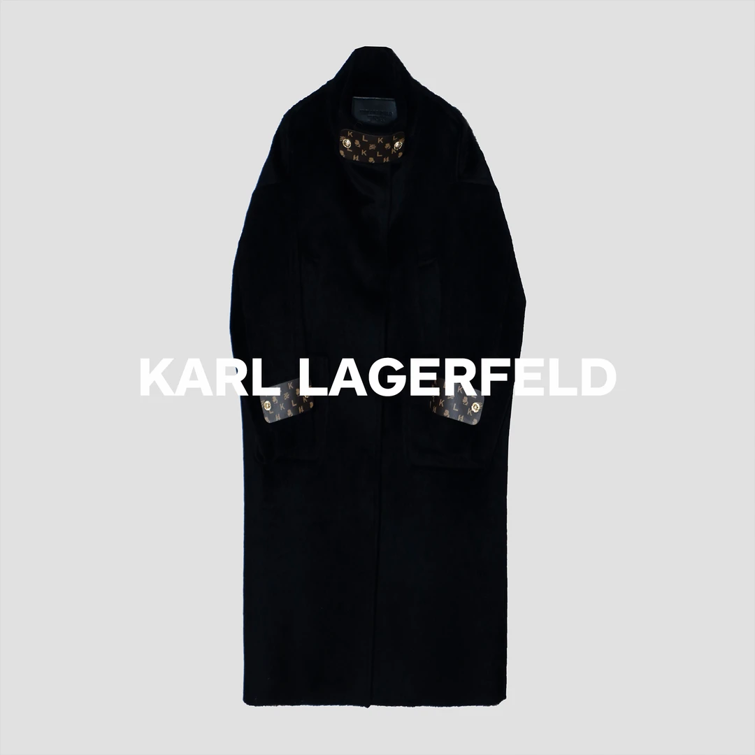 【KARL LAGERFELD】时尚设计袖口贴标毛呢大衣DLLFY0120