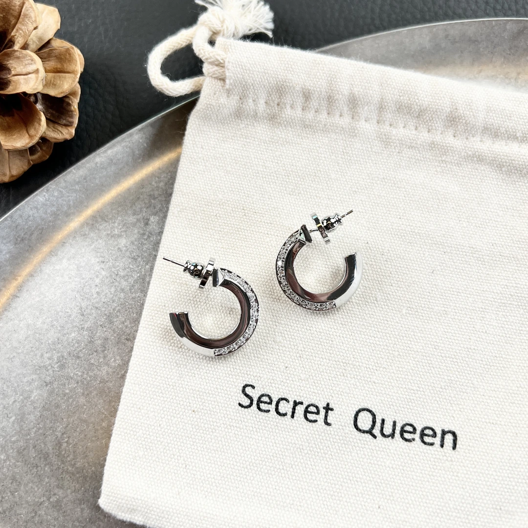 铜合金耳饰 小众设计字母t弧形耳环一对AH161