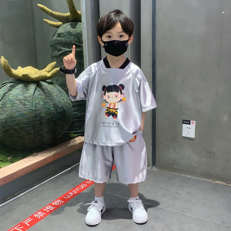 哪吒儿童衣服2025新款男童夏装套装小男孩酷帅短袖男宝宝夏日服装