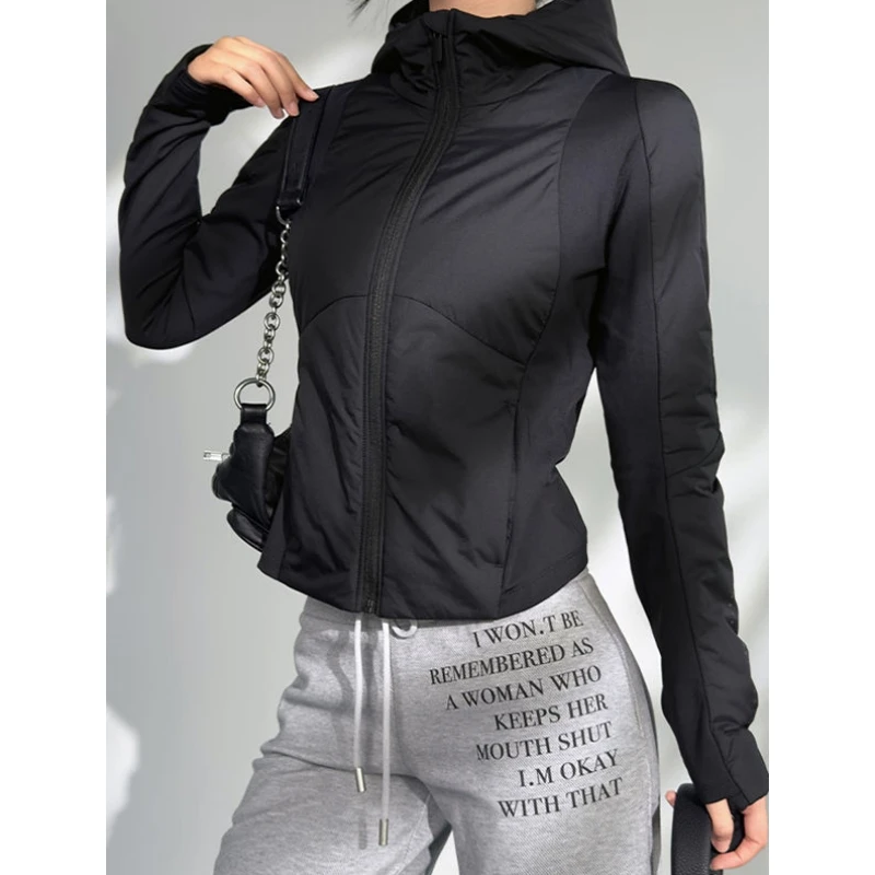 欧货大码胖mm收腰设计夹棉外套爆款2025春秋新款百搭连帽冲锋衣