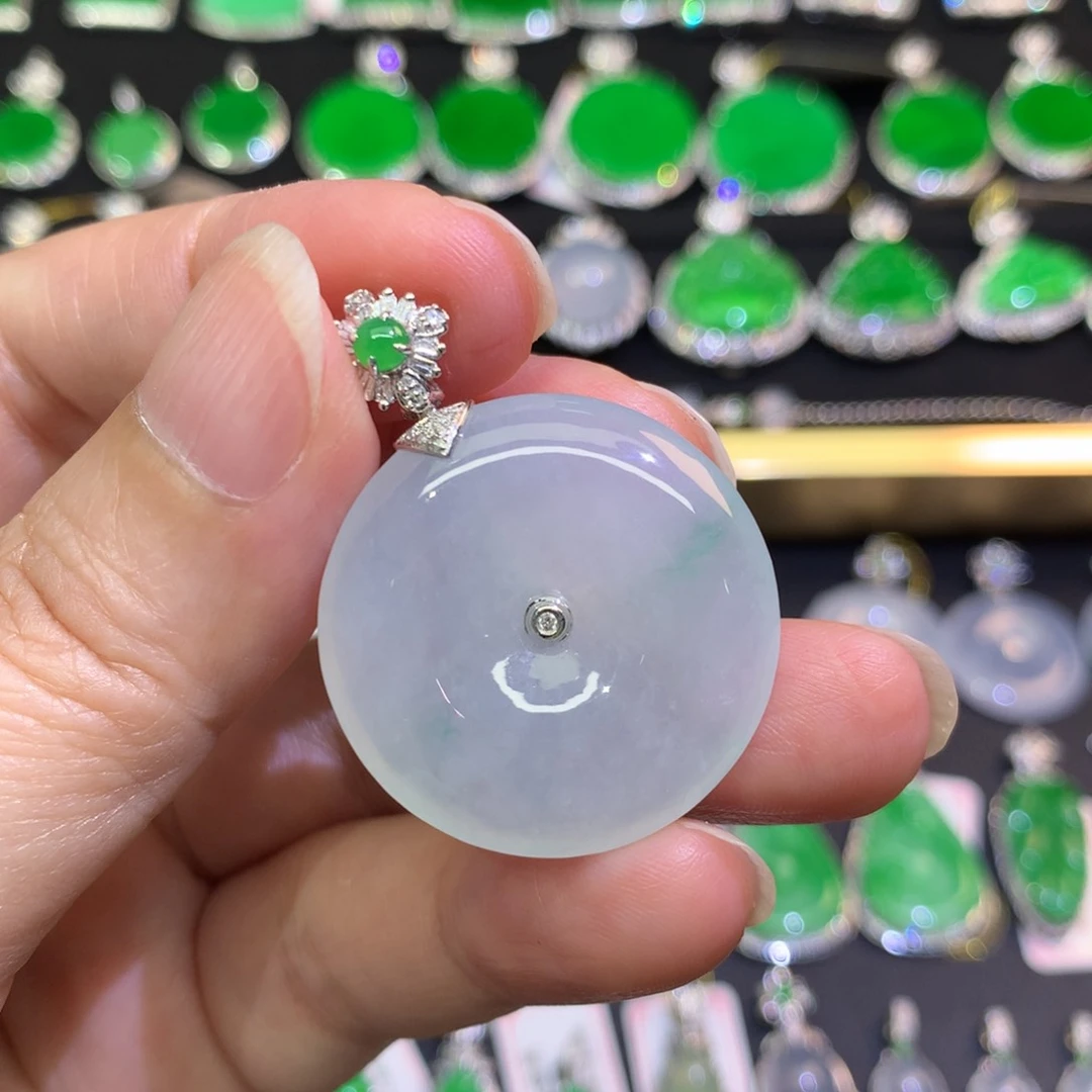 翡翠18K金镶嵌吊坠(不含链)