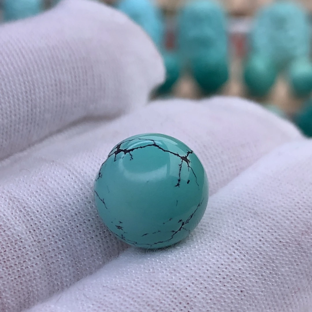 绿松石未镶嵌原矿绿松石圆珠