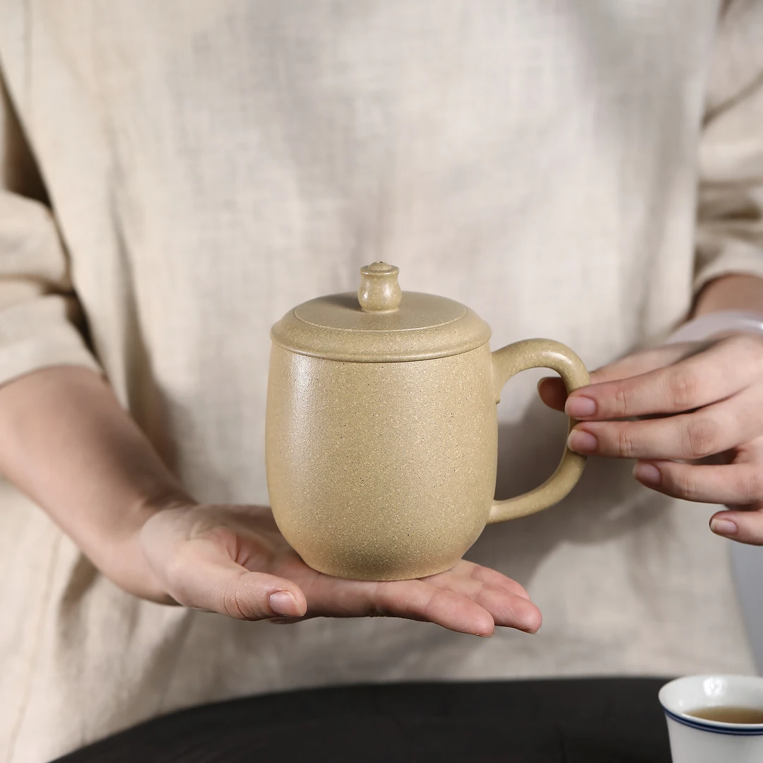 雪涓宜兴原矿紫砂四号井本绿悠兰泡茶盖杯