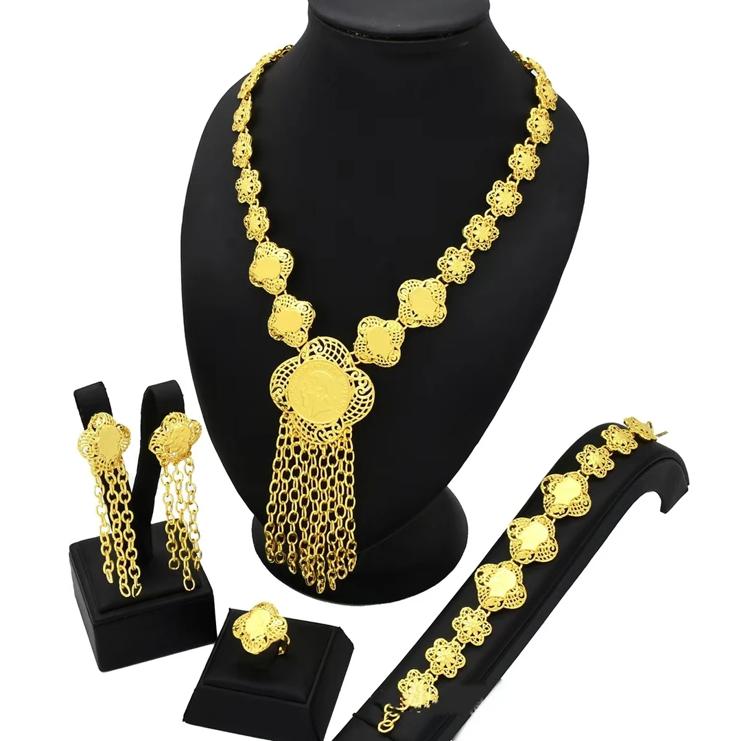 铜合金项链 硬币款dubay四件套 #T047新疆包邮