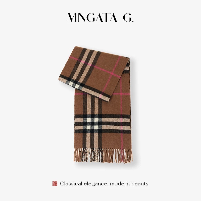 MNGATA G.【格纹羊毛】绵羊毛新中式中国风休闲百搭秋冬围巾5091601
