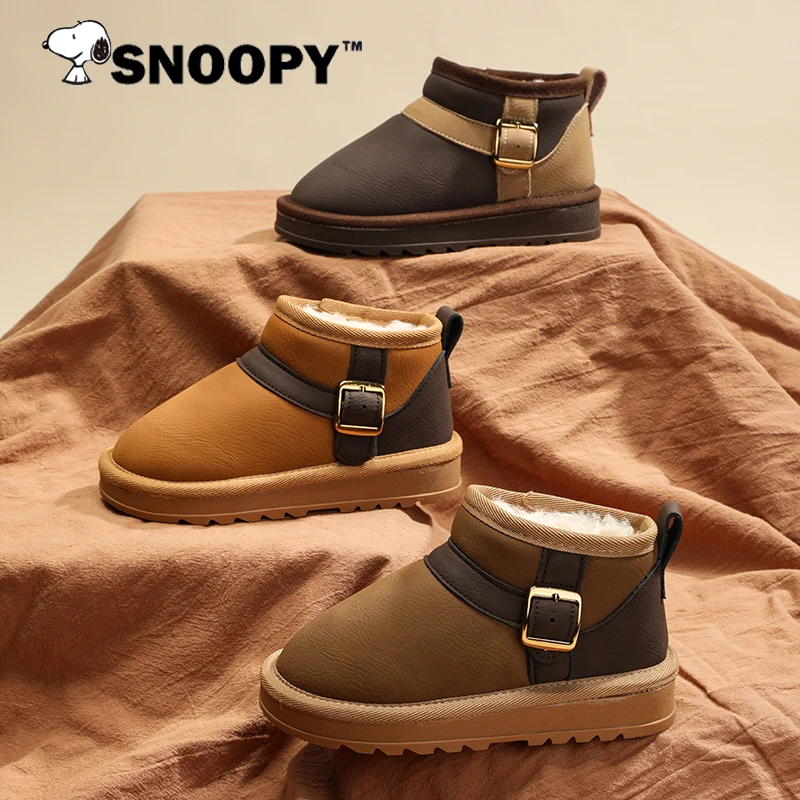 史努比2025年冬季儿童百搭休闲棉靴经典加绒保暖鞋 SM25038517 DD