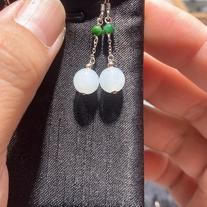 银S925镶嵌翡翠耳饰30号