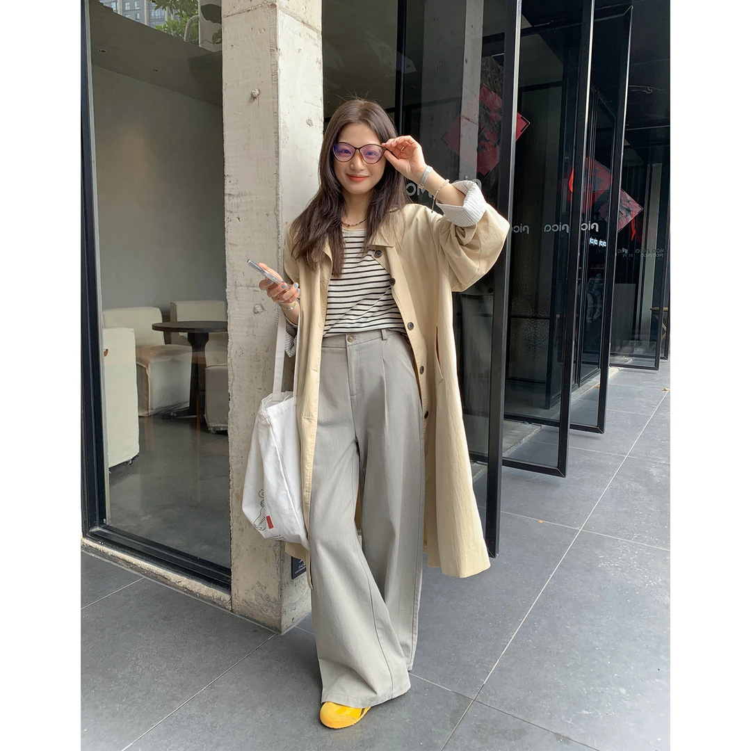 【西西里安】松弛腔调~混色花纱双扣垂感遮肉西装裤