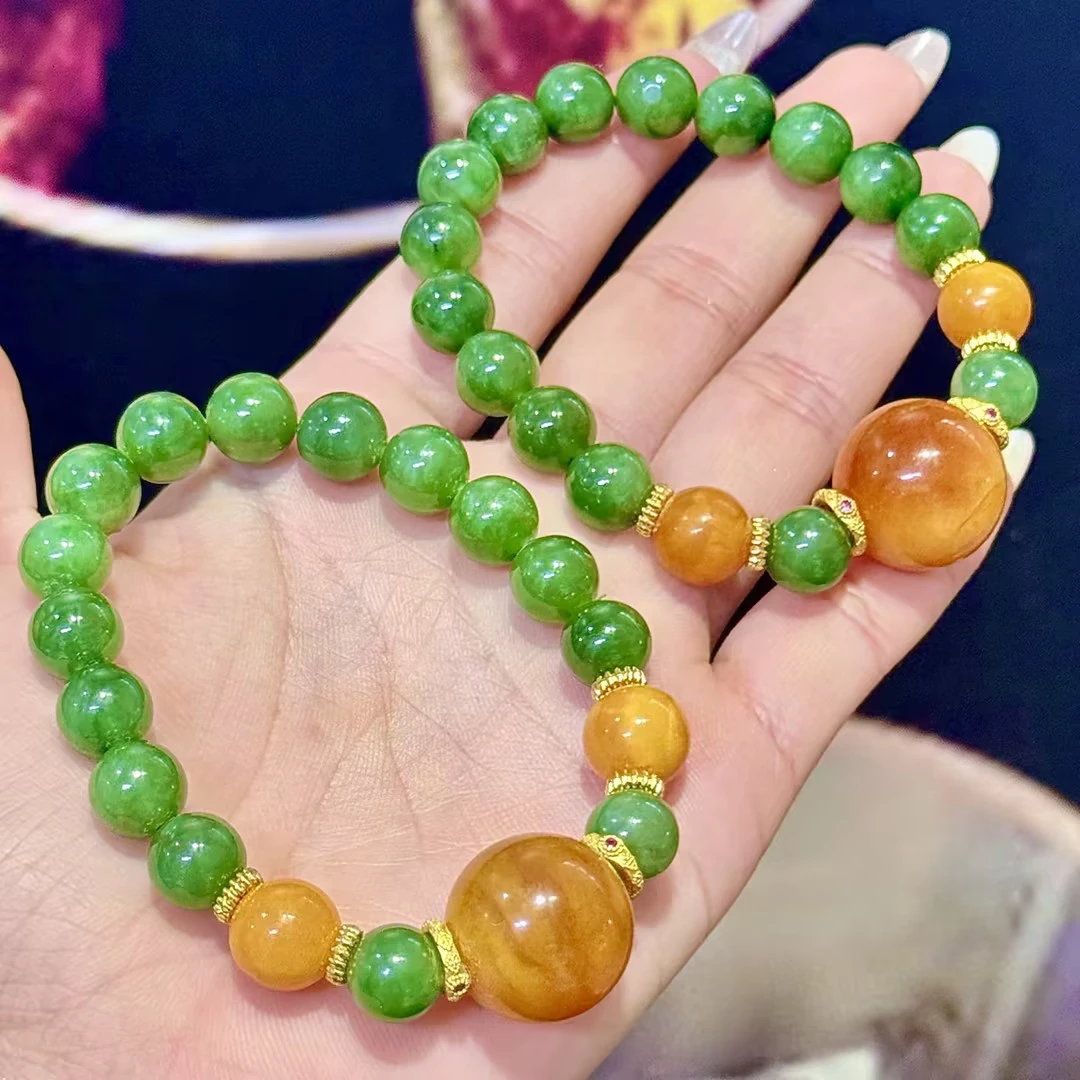 【WR】蜜蜡碧玉DIY手串-约18*9mm（多样性发其一）