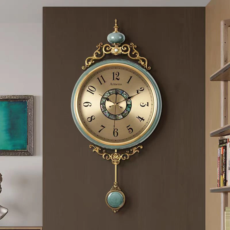 新款陶瓷轻奢大气创意挂钟客厅家用时尚欧式壁钟高档挂表卧室时钟