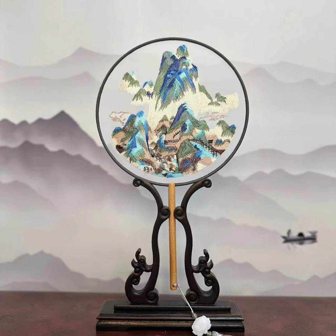 61号千里江山图 2024年新款苏绣双面绣团扇非遗文化传承