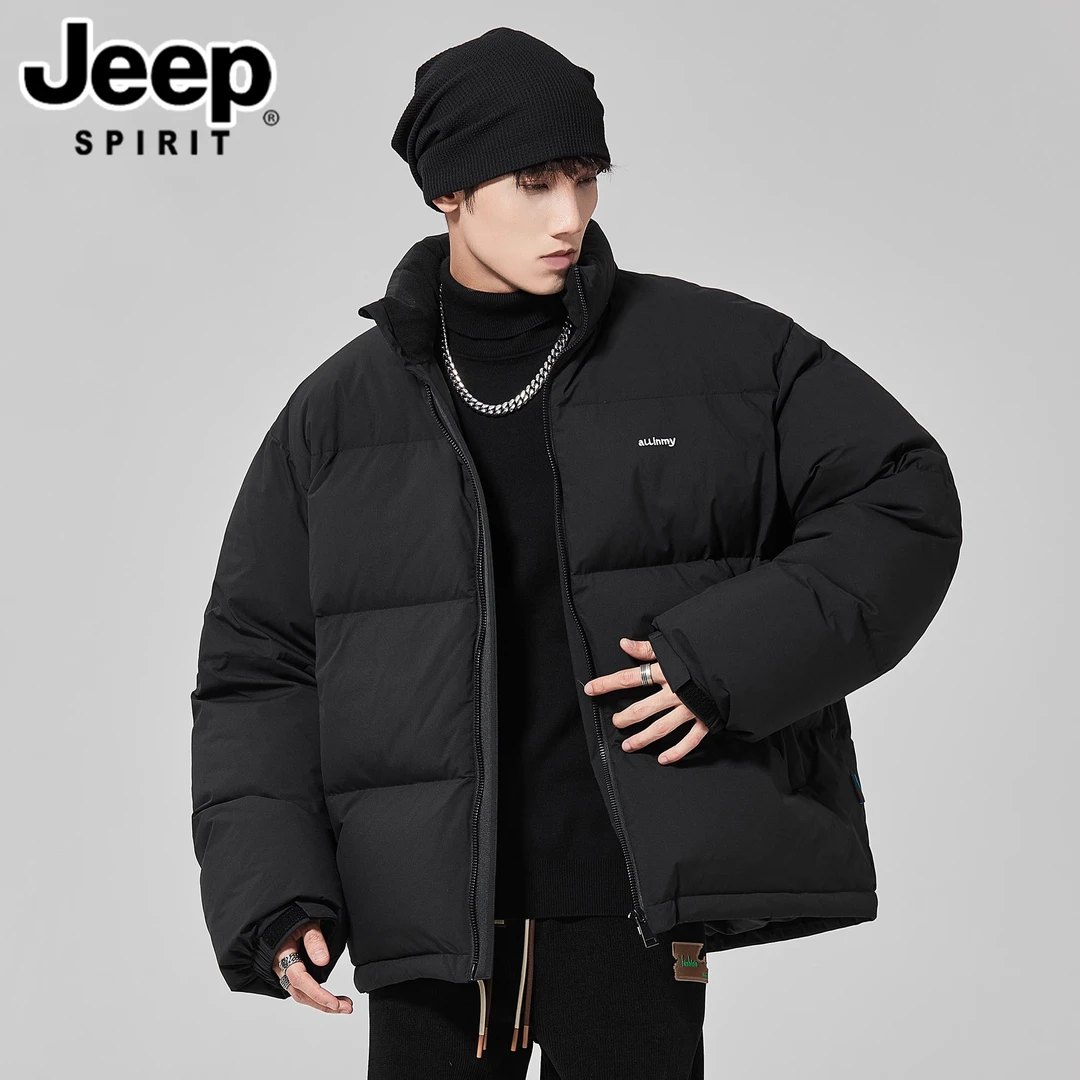 JEEPSPIRIT吉普冬季新款男士羽绒服美式复古短款潮牌防寒保暖外套